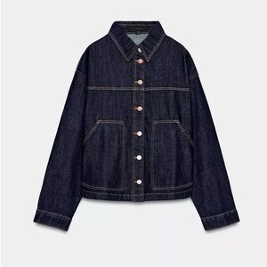Zara Dark Indigo Denim Jean Jacket
